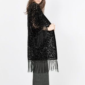 Zara Burnout Fringe Kimono